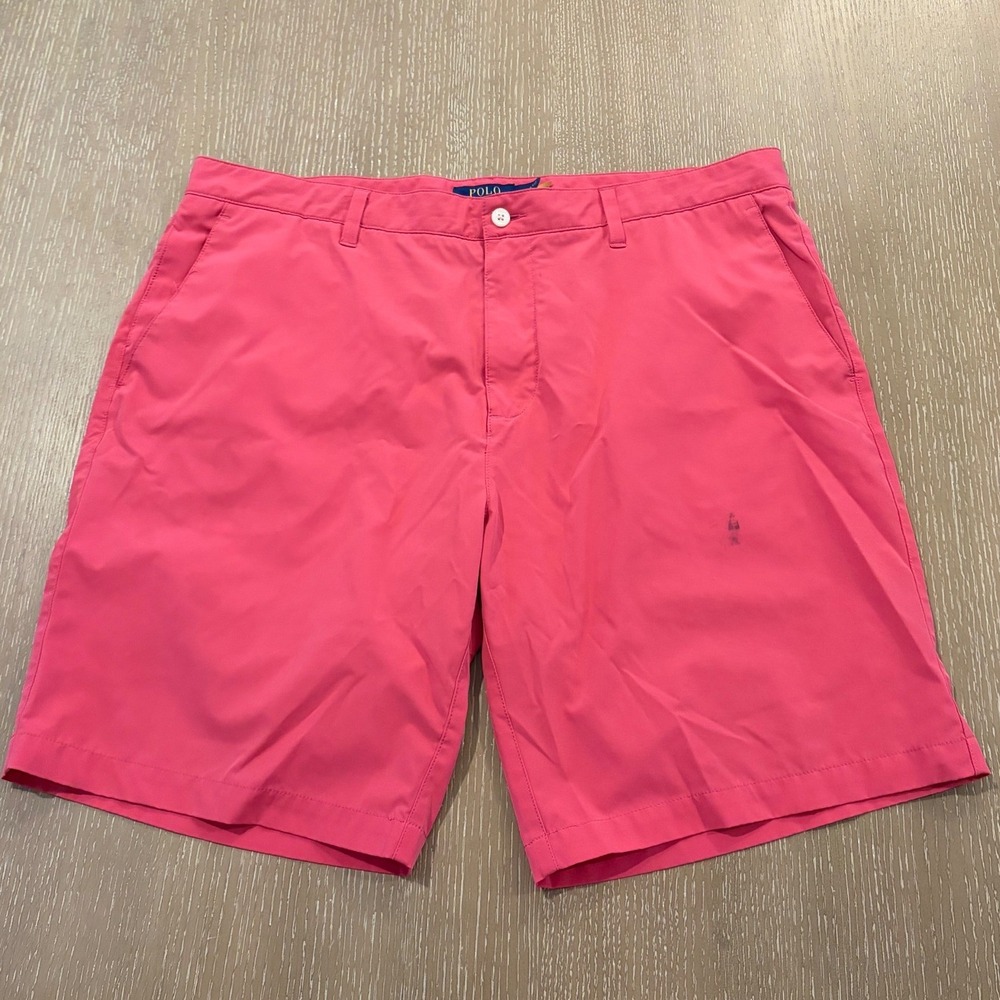 Polo Ralph Lauren Men's Chino Shorts Pink Coral Flat Front Size 38 Preppy